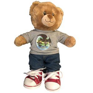 Build a Bear Teddy in T-Shirt, Jeans and Red High top Sneakers!